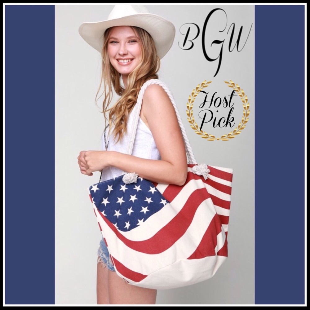 🇺🇸🆕🎉HP🎉5⭐️Flag Lined Large Beach Bag